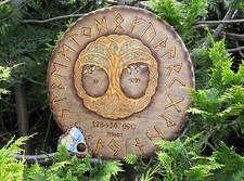 Quija Quijabrett Deska czarownic Witchboard Drewniana deska Völva Runy Drzewo życia Futhark