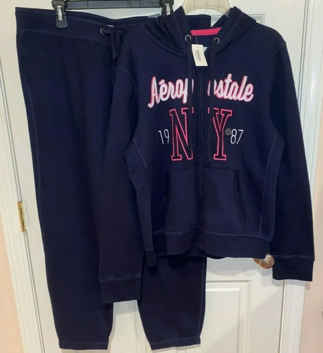 NWT Womens Aeropostale Navy Blue 2 Piece Sweatshirt Pants