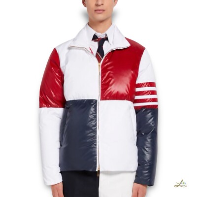 Thom Browne Wende Daunenjacke weiß Trichterkragen Größe 3 Made in Italy