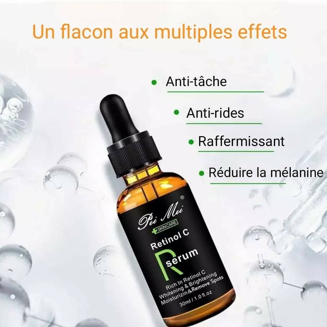 Sérum Visage MYTEX-SHOP Rétinol + Vitamine C - 30ml, éclaircissant, Anti-taches, Anti-âge, Neuf