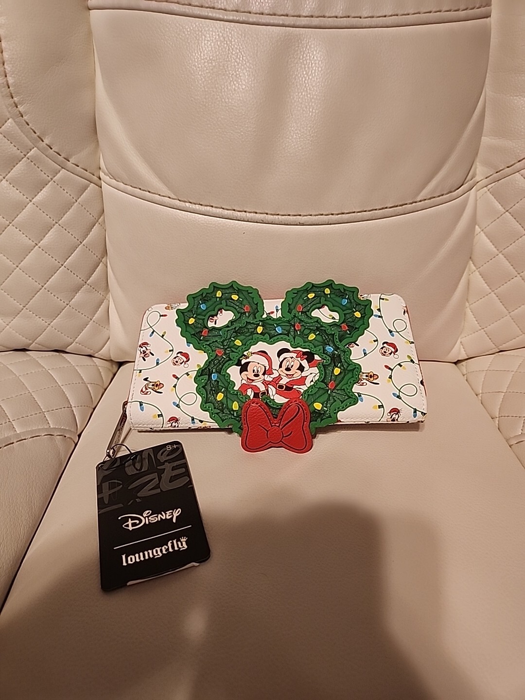Disney Loungefly Mickey & Minnie Mouse Christmas Wreath Wallet NWT