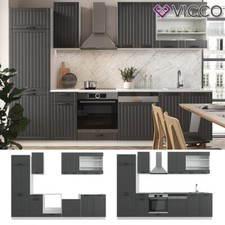 Cucina modulare blocco cucina americana Fame-Line 300 cm cottage grigio Vicco