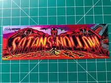 Satan  s Hollow Arcade Marquee Sticker Decal 1.85x5.75  Holographic Glossy Vinyl