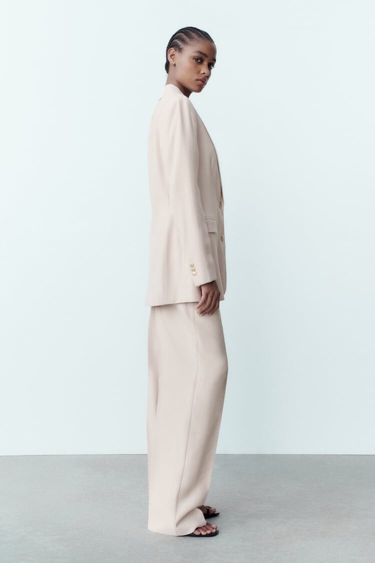 NWT ZARA FITTED STRAIGHT CUT BLAZER BEIGE-PINK - REF. 7901 NWT ZARA FITTED STRAIGHT CUT BLAZER BEIGE-PINK - REF. 7901