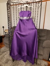 Prom Pageant Homecoming Bridesmaids Empire Satin Strapless Amethyst Size: 16