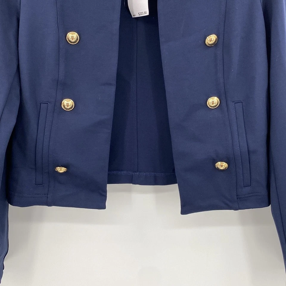 Chaqueta corta Michael Michael Kors azul medianoche cuello banda talla grande Foto 2 de 4