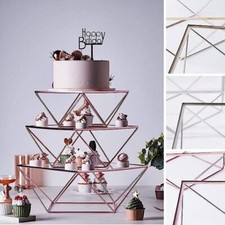 Metal Glass Geometric CAKE STANDS Home Party Wedding Dessert Table Decorations