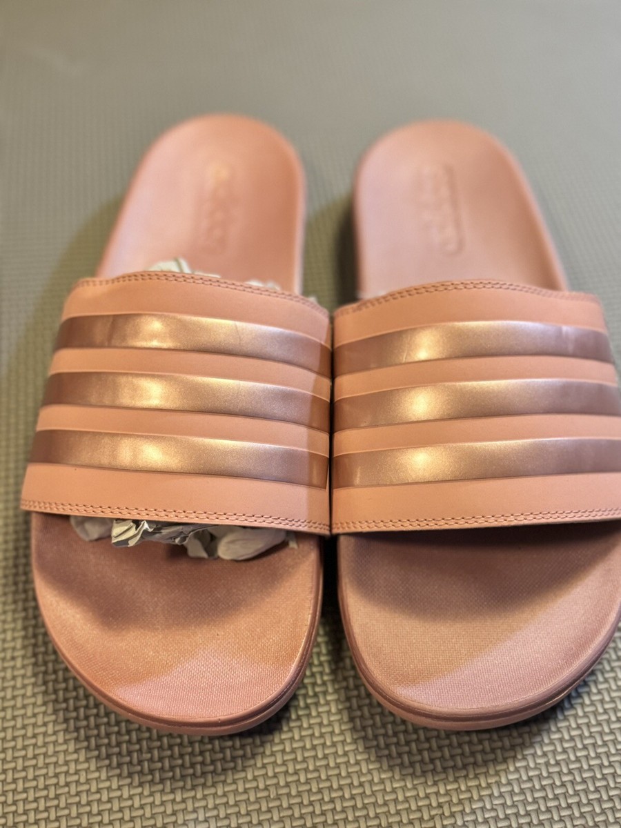 rose gold adidas sliders