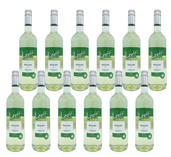 12X Leoff Riesling Trockener WeißWein QBA QualitäTswein Pfalz 12% - 0,75 L-image