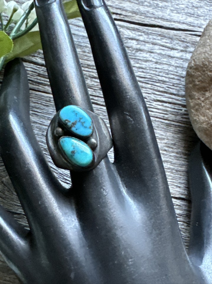 Vintage Navajo Native American 925 Sterling Silver Turquoise Ring. Size ...