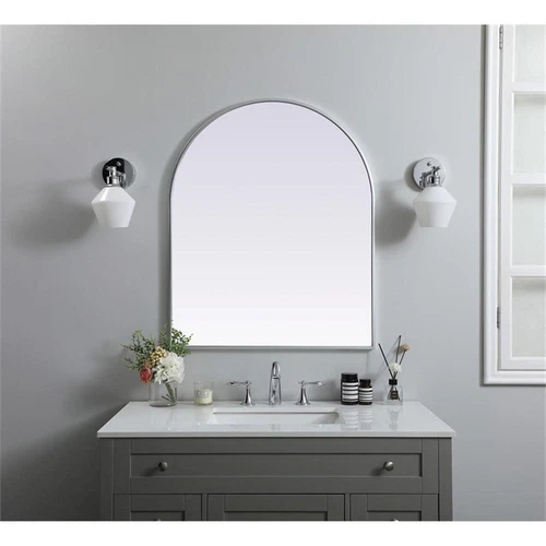 Elegant Decor Ayra 30x36" Arch Modern MDF Wood/Iron Mirror in Silver - Picture 8 of 9
