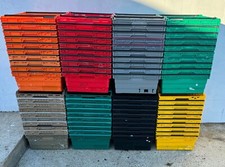 100 x Bail Arm Crates Storage Plastic Boxes Stacking Tray 600 X 400 X 200mm