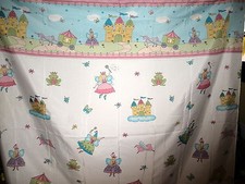 FABRIC PRINCESS CASTLE SHOWER CURTAIN SATURDAY KNIGHT LTD WHITE PINK O8 