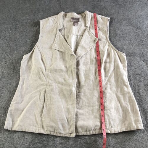 Chicos Womens 100% Linen Lagenlook Open Front Sleeveless Top Size 1 Beige - Picture 5 of 12