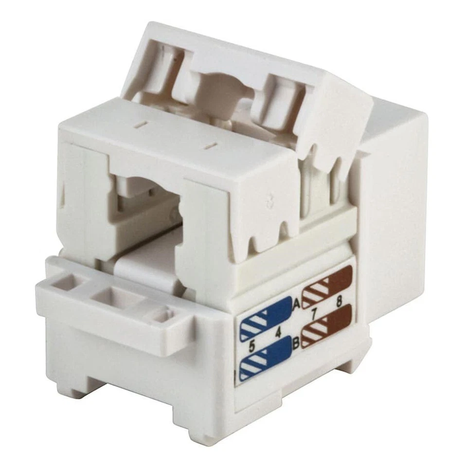 Paquete de 50 unidades Cat6 RJ45 Network Keystone Jack perforado blanco para placa de pared/panel Foto 4 de 4