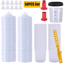 50 Pack Disposable Paint Spray Gun Cup Liners & Lid System Kit 20oz 600ML Cups