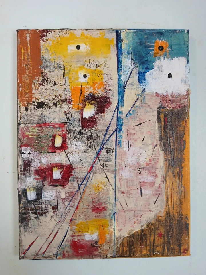 Pintura acrílica abstracta original sobre lienzo Foto 3 de 4