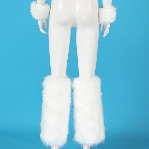 Women Winter Faux Fur Furry Solid Color Leg Warmer w/Cuffs fluffy FOOTLESS SOCKS - Picture 15 of 49