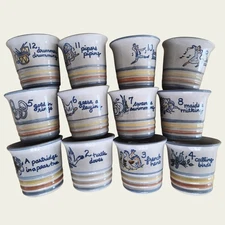 12 Days of Christmas Cups Louisville Stoneware Pottery Set of 12 Made in USA