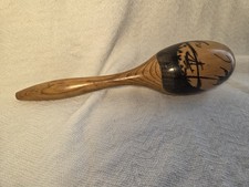 Vintage Nassau Wood Maraca Shaker Hand Painted Palm Tree Beach Souvenir