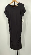 Quince Tencel Jersey Maternity Ruched Dress Black Basic Sleeved L