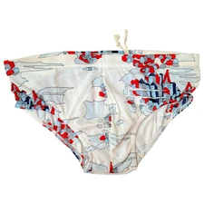 Vintage Mens Catalina Swimsuit Briefs Swim Trunks Drawstring GREAT PRINT City 36