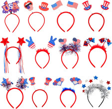 24 Pcs Patriotic Head Boppers Headband 4Th of July American Flag Headband Indepe
