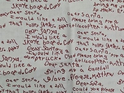 Sandy Gervais Fabric DEAR SANTA Holiday Christmas 1/2 Yd Cotton Kids Writing 
