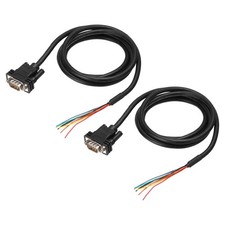 2 Pcs 4.9 ft 26AWG DB9 Male Connector to Bare Wire END RS232 9-Pin