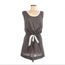 Banana Republic XS Grey Sleeveless Drawstring Waist Pocket Mini Shift Dress