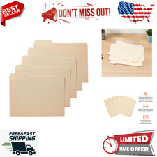 Pack of 100 File Folders with Tabs for Filing, 1/3-Cut Tab, Assorted Positions