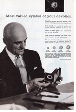 Vintage 1956 De Beers Mines Diamond Print Ad Most Valued Symbol of Your Devotion