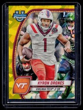 2024 Bowman University Chrome #119 Kyron Drones Yellow Ice Refractor
