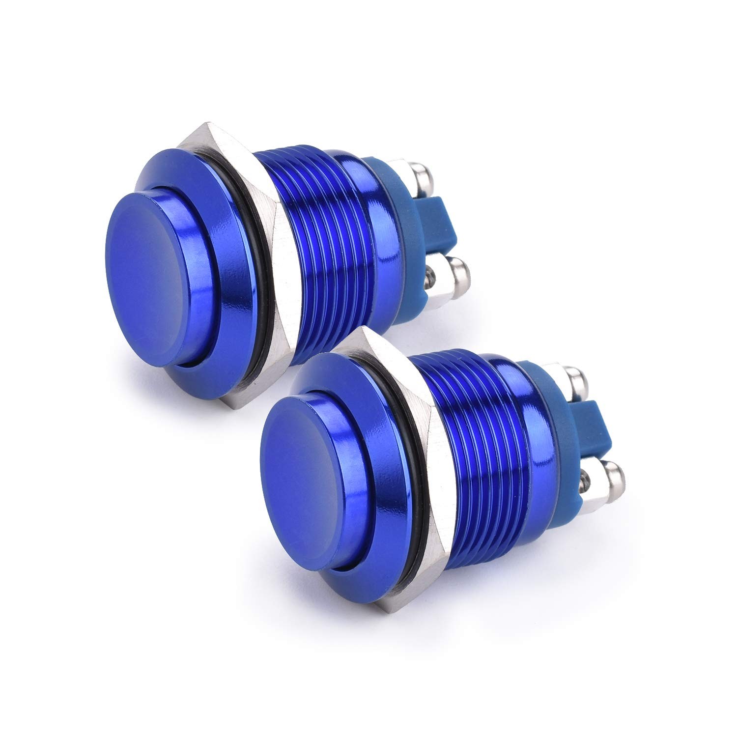 19mm Blue Momentary Push Button Switch 5A 12V 24V 36V DC Aluminium Alloy