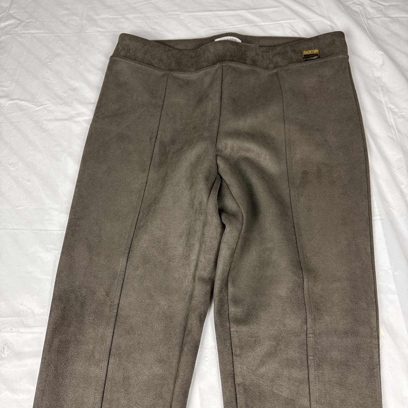 CALVIN KLEIN Women's Faux Suede Brown Pull On Dress PNTS SIZE Medium