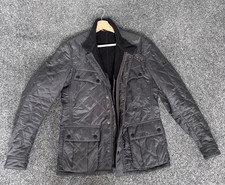 Barbour International Men's Grey Quilted Jacket Zip/Button Pockets Size Small
