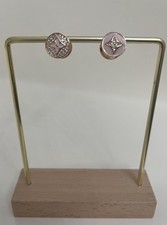 Pink Enamel Star Huggie Hoop Earrings, zircon accent, Rose Gold Tone