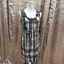 Ann Taylor Sleeveless Sheath Style Dress Off-White & Black Color Sz 6