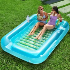 Inflatable Tanning Pool Lounger Float, 85" x 57" Extra Large Pool Floats Adul...