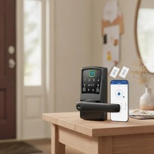 Keypad Smart Door Lock with Handle, Fingerprint Keyless Entry Digital Lock fo...