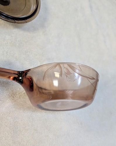 ⭐VTG Visions by Corning Ware AMBER CALLA LILY FLORAL Sauce Pan/Pot + Lid RARE - Picture 5 of 13