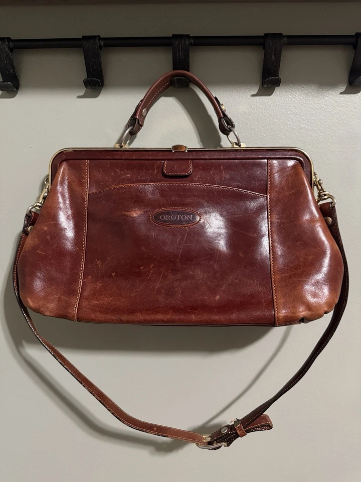 Винтажная кожаная докторская сумка Oroton в стиле Gladstone | натуральная кожа | редкая находка - Изображение 4 из 4