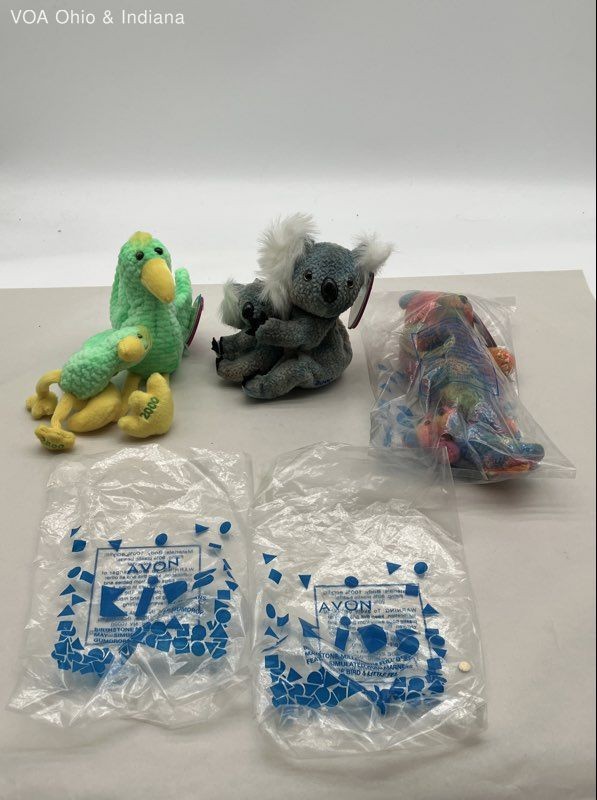 Avon Kids Full O Beans Plush Toy Lot 5 Pieces Birds Koalas Vintage 2000
