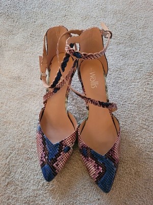 Pumps Wallis Gr. 7 (40.5), blau/rosa Snake-Optik 