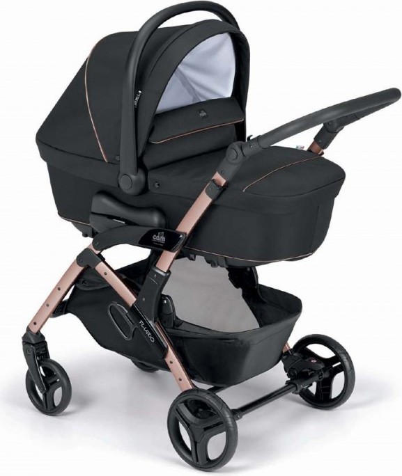 Cam Fluido Easy Passeggino Duo Leggero 0-22Kg Carrozzina Borsa Nero Tel Oro Rosa