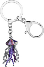Enamel Alloy Cute Jellyfish Keychain Sea Animal Charms Ocean Jewelry Gifts for W
