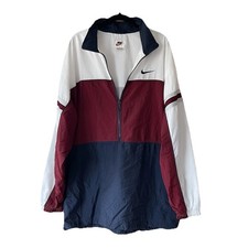 Nike Vintage Colorblock Windbreaker Jacket XL White Burgundy Navy Half Zip