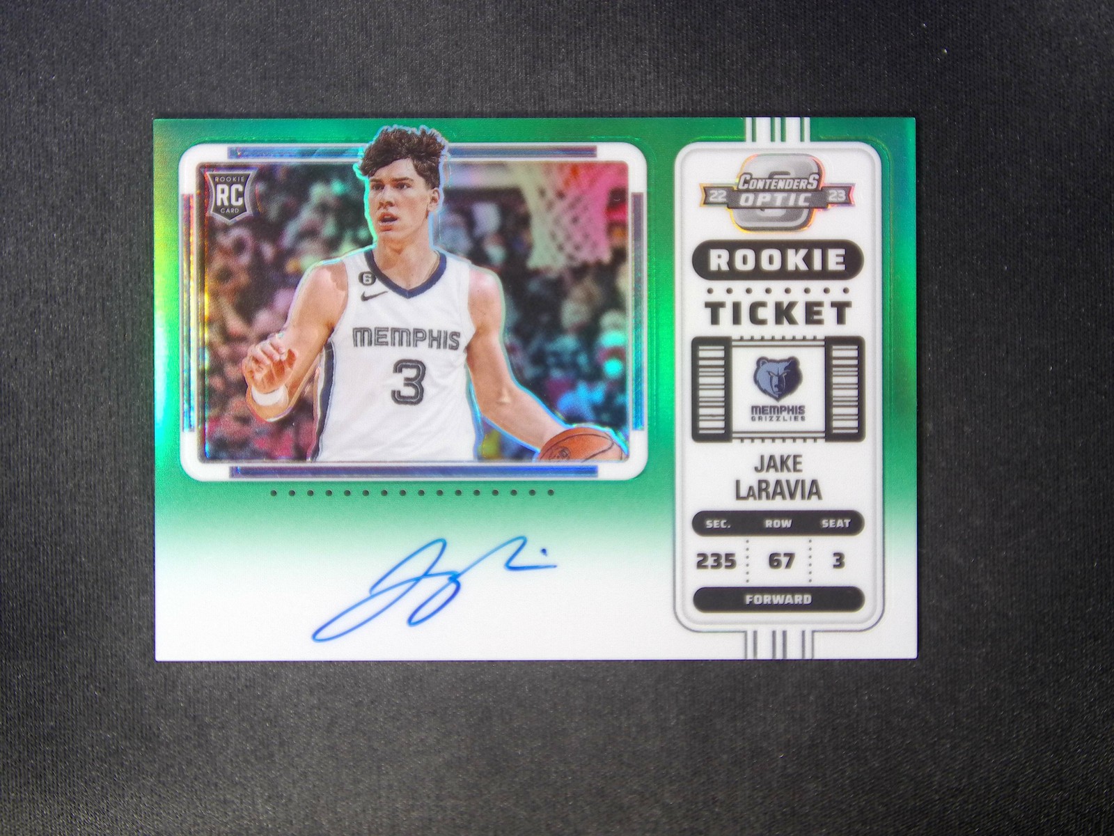 2022-23 Contenders Optic Jake LaRavia #119 RC Auto Rookie Ticket Green /75
