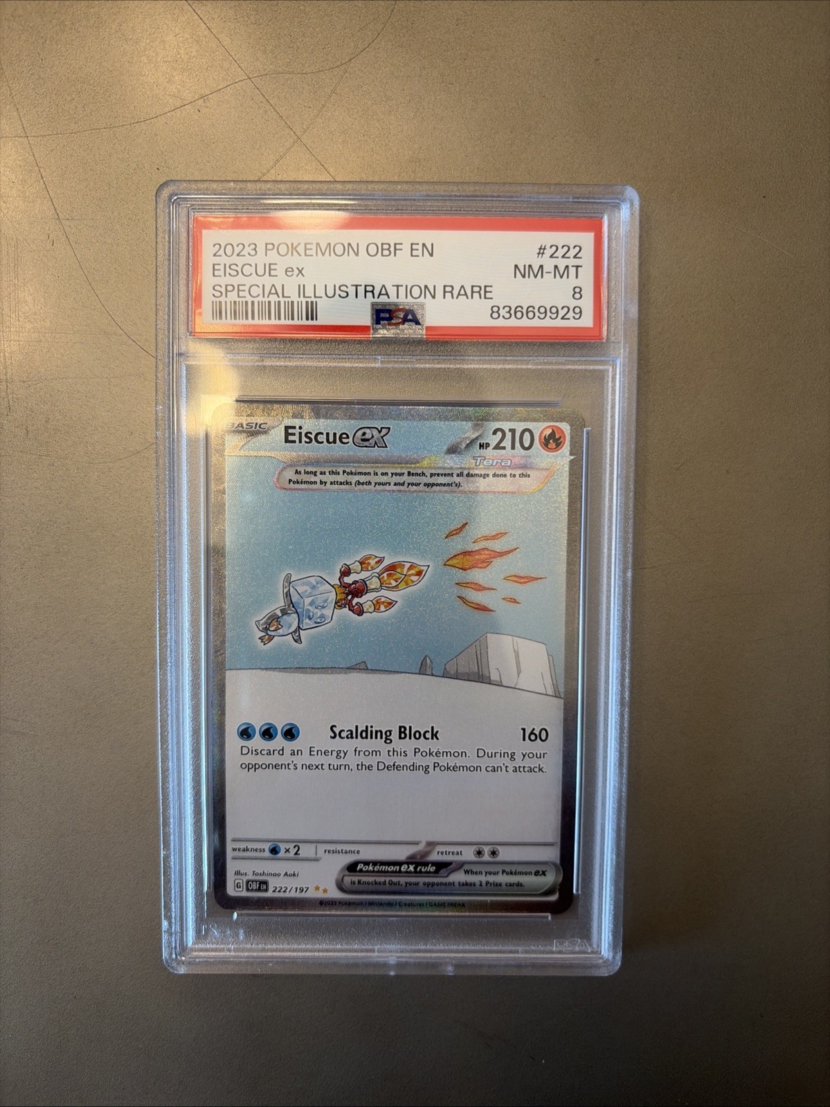 2023 Pokemon SV Obsidian Flames Eiscue ex #222/197 PSA 8