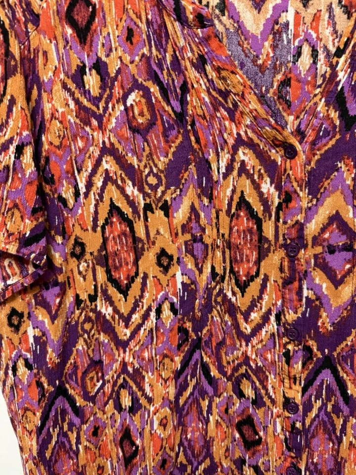 Blusa Laura Scott Mujer Talla Grande 2X Rojo Naranja Púrpura Estampado Foto 2 de 4